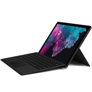 Black Microsoft Surface Pro 6 with keyboard
